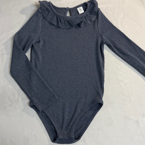 Tu - Navy Ruffle Long sleeve Bodysuit - Picture 1 of 3